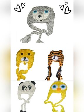 Bundle Of 5 Handmade  Crochet Hats